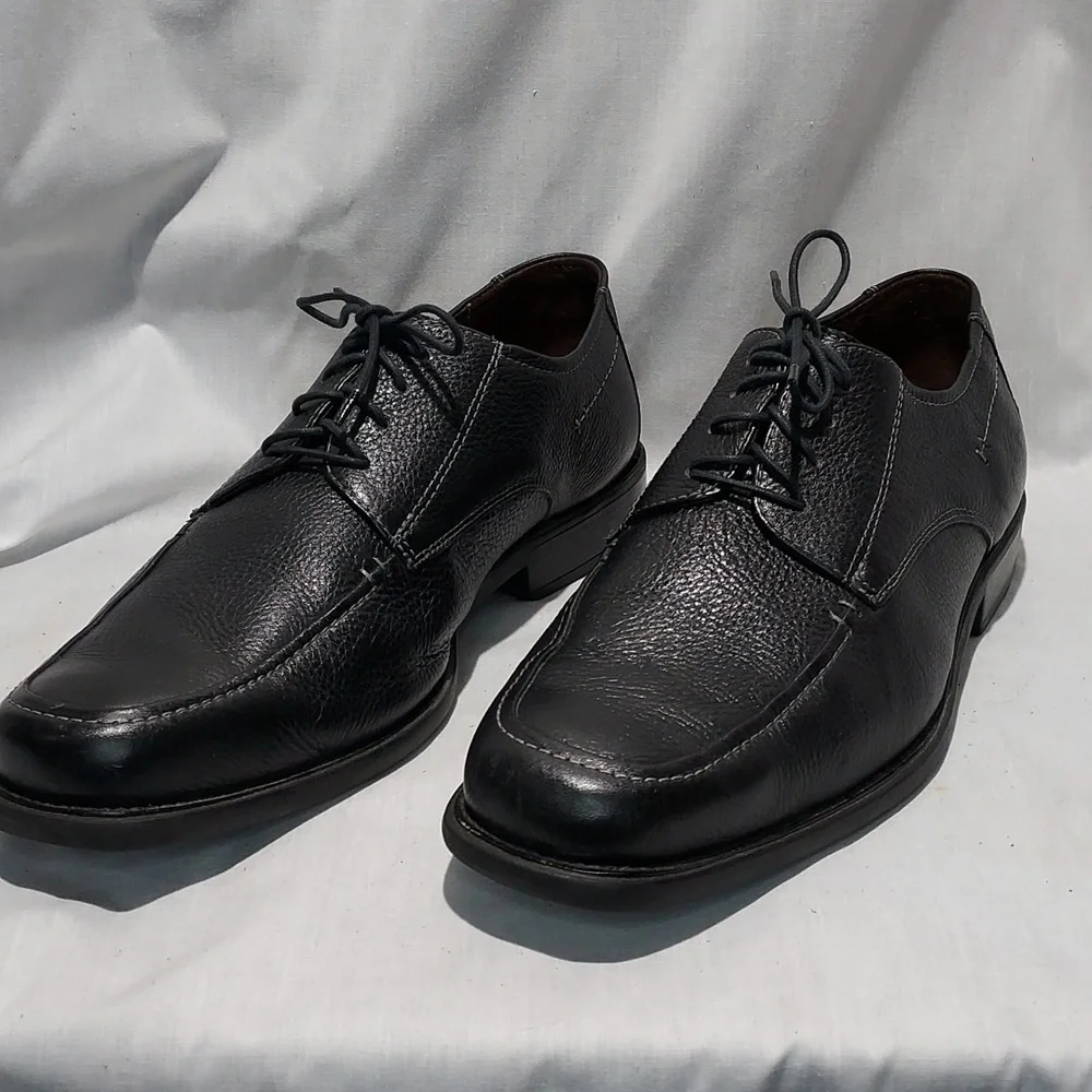 Johnston & Murphy Macomb Moc‎ Toe Lace-up Black Sheepskin Leather Mens 11.5